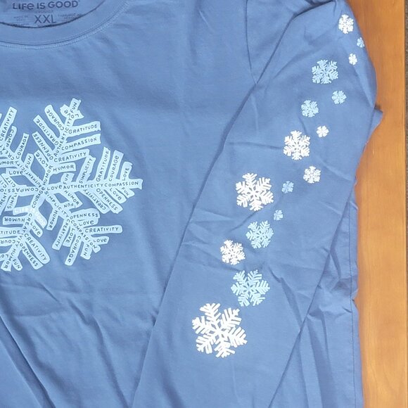 Life Is Good Blue Optimism Superpower Fluffy Snowflake Long Sleeve Tee - XXL - Picture 5 of 6
